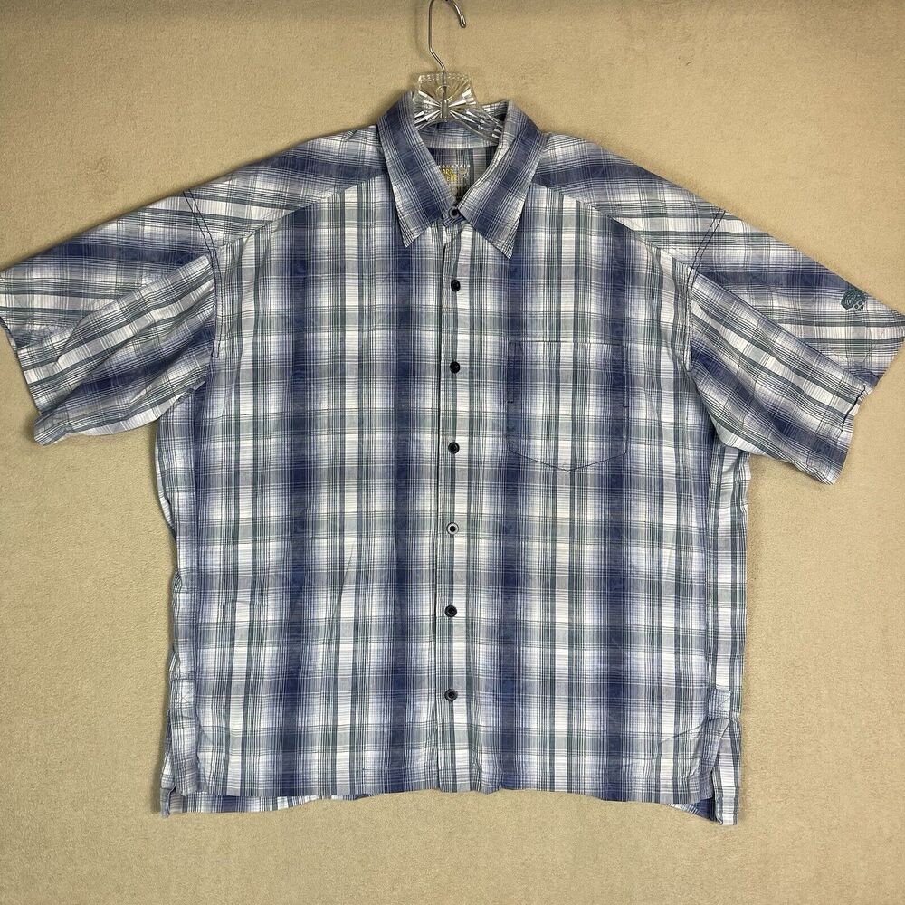 Mountain Hardwear Shirt Mens Extra Large Blue Plaid Button Outdoor Hiking Adult